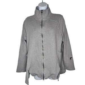 Neon Buddha Jacket XL Gray Zip Lagenlook Boho Art to Wear Cotton Casual